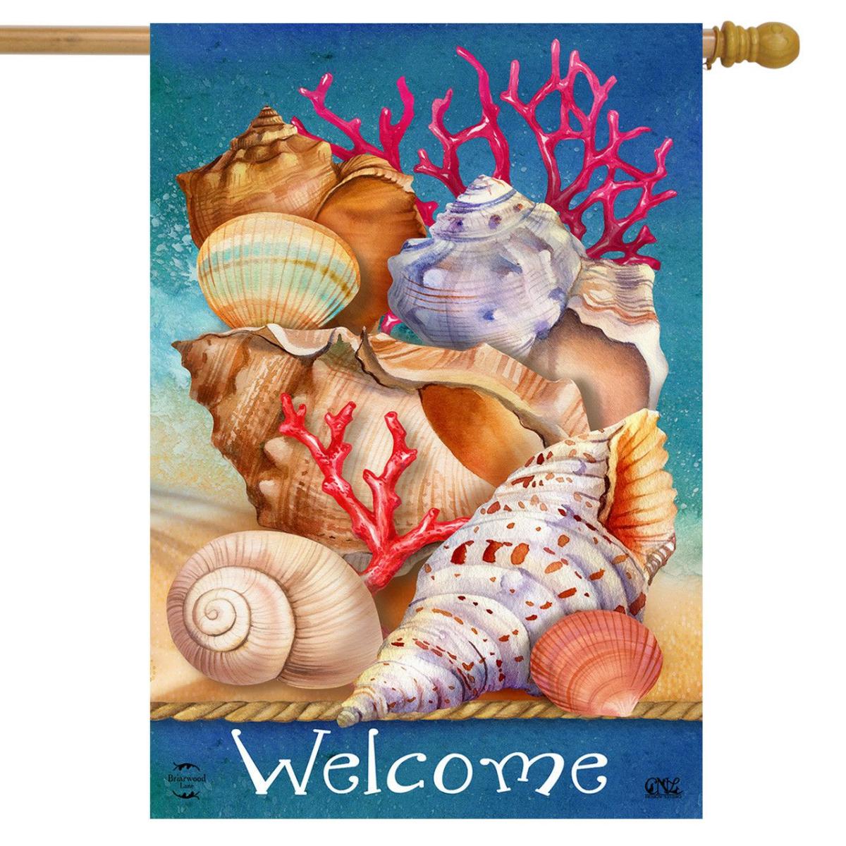 Seashell Welcome Summer House Flag | Themes Everyday Seasons