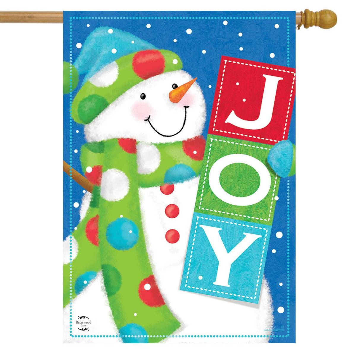 Snowman Joy Winter House Flag | Holidays Christmas Holidays