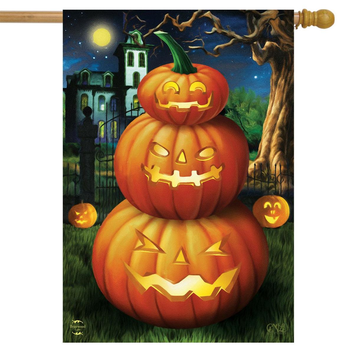 Spooky Jack O’Lanterns Halloween House Flag | Holidays Halloween Holidays