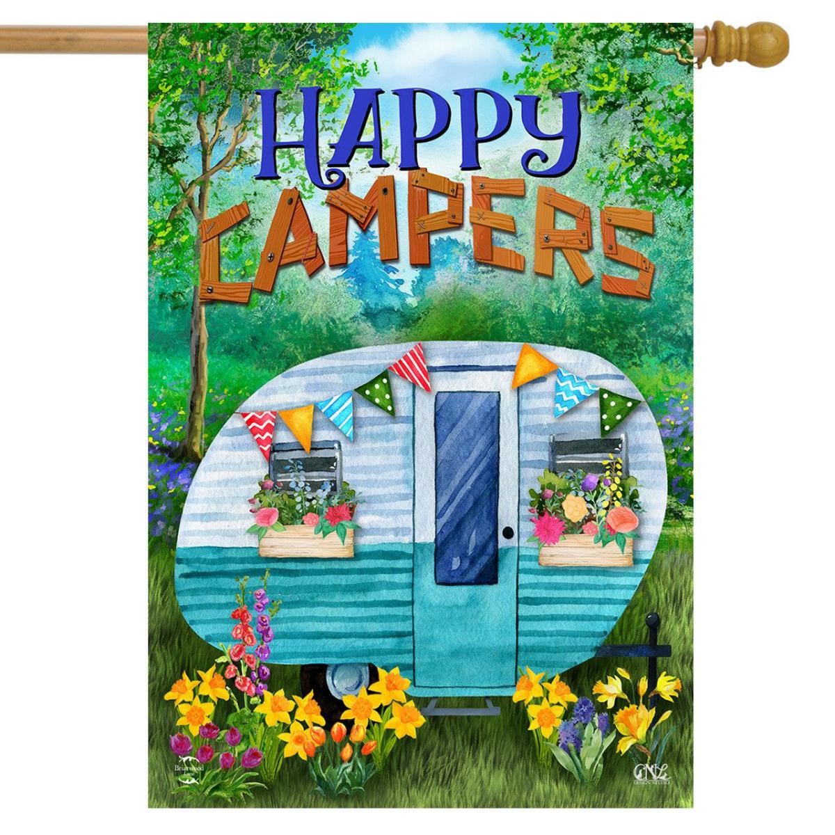 Spring Happy Campers Floral House Flag | Seasons House Flags Seasons