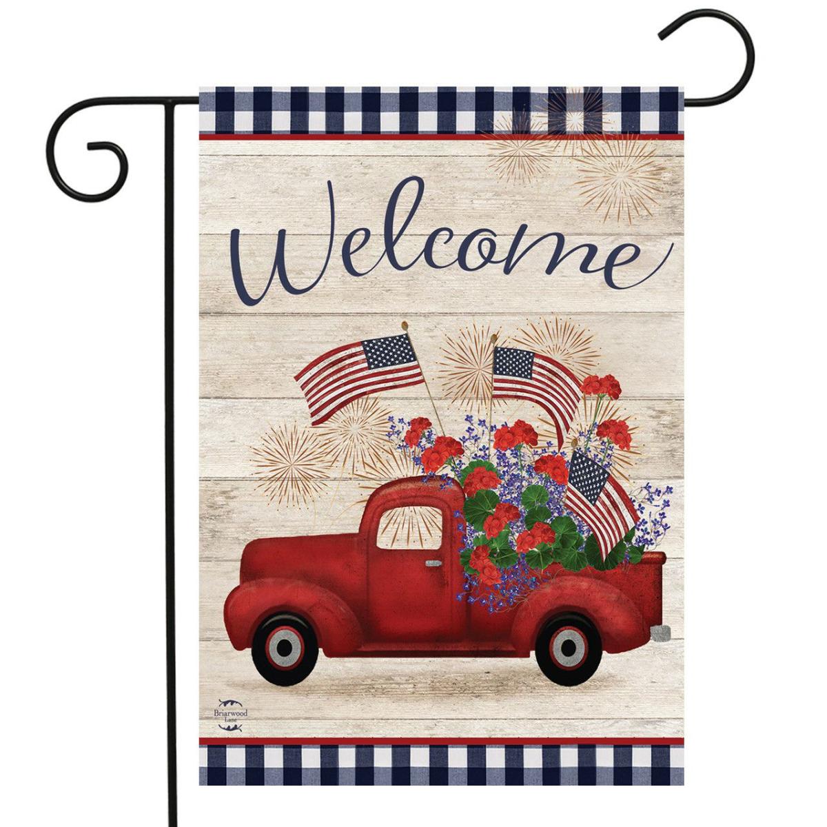 Stars and Stripes Truck Patriotic Garden Flag | Holidays 4th of July Holidays