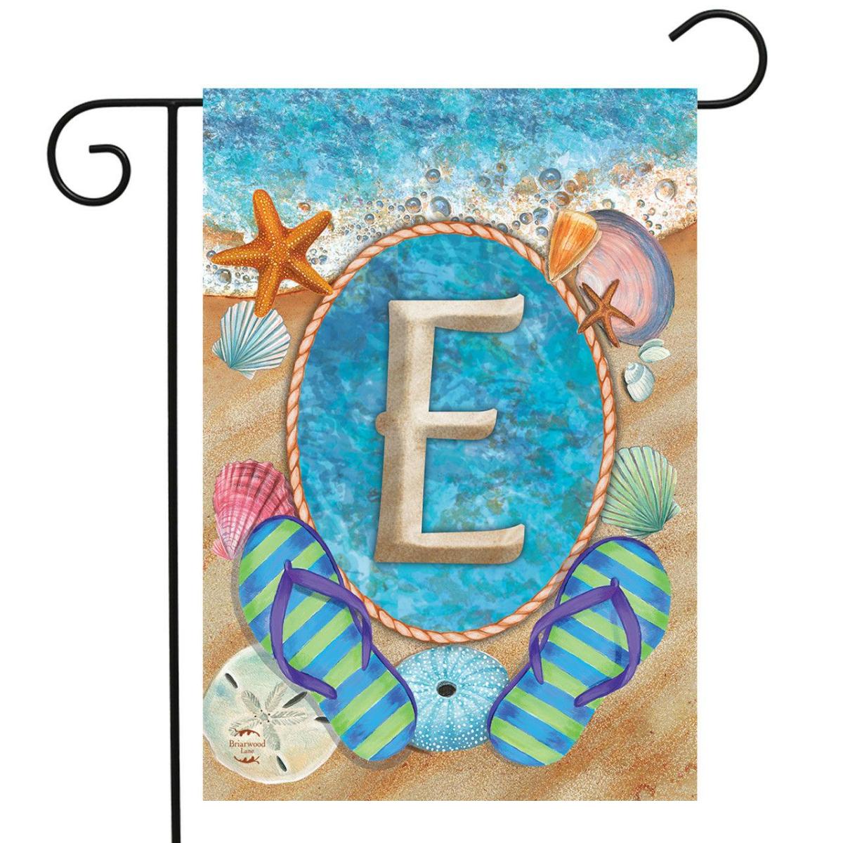 Summer Monogram Letter E Garden Flag | Themes Beach Seasons