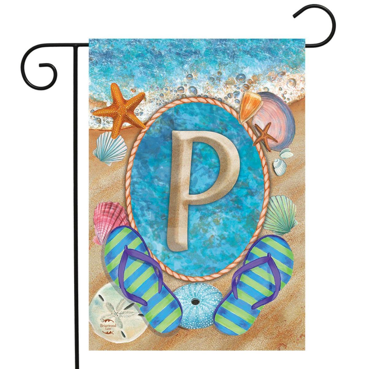 Summer Monogram Letter P Garden Flag | Seasons Beach Seasons