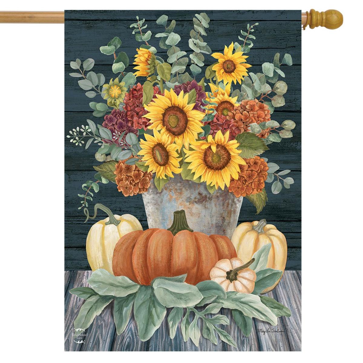 Sunflowers And Hydrangeas Fall House Flag | Seasons Fall Seasons