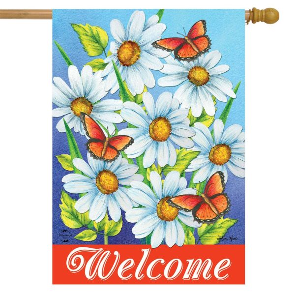 Sunshine Daisies House Flag | Themes Animals & Critters Seasons