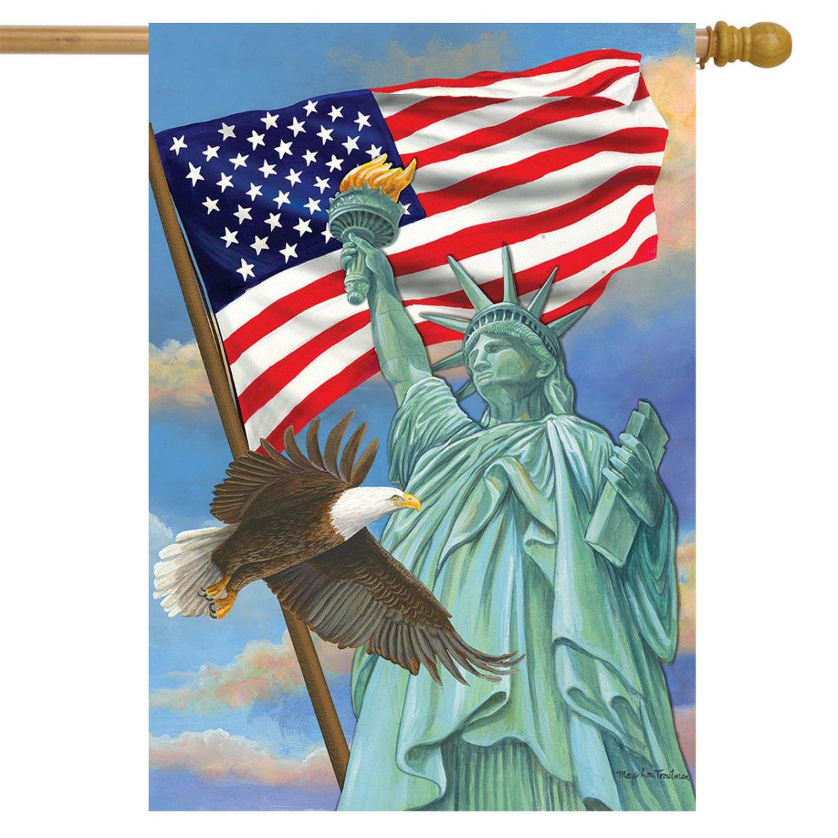 Symbols of Freedom Patriotic House Flag | Themes House Flags Themes