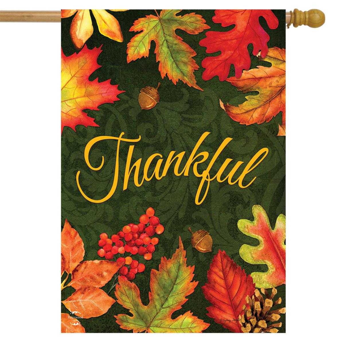 Thankful Leaves Autumn House Flag | Holidays Fall Holidays