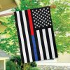 Thin Blue & Red Line Embroidered House Flag | Themes Everyday Seasons