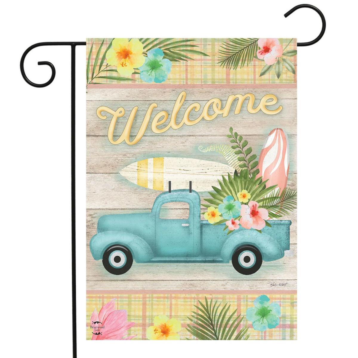 Tropical Pickup Truck Summer Garden Flag | Themes Beach Seasons