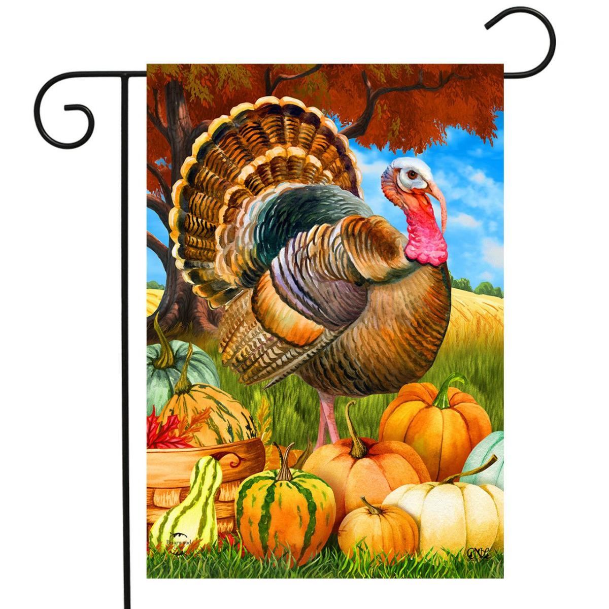 Turkey And Pumpkins Fall Garden Flag | Holidays Animals & Critters Holidays