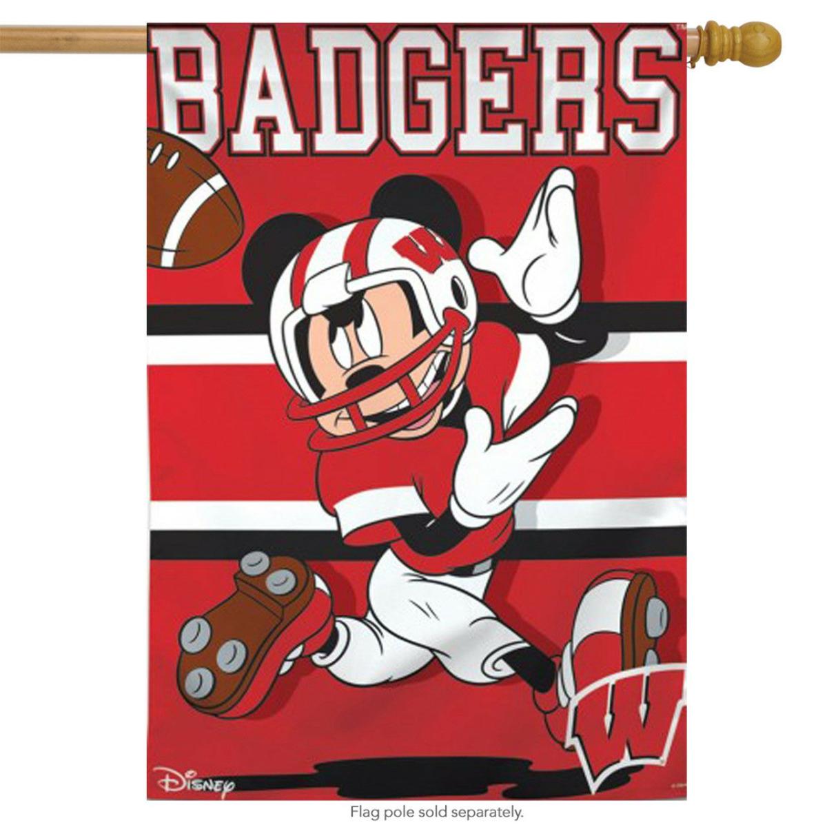 University of Wisconsin Badgers NCAA Mickey Mouse House Flag | Themes Disney & Cinema Sports