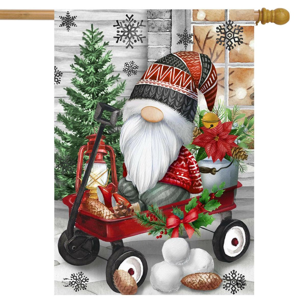 Wagon Gnome House Flag | Themes House Flags Seasons