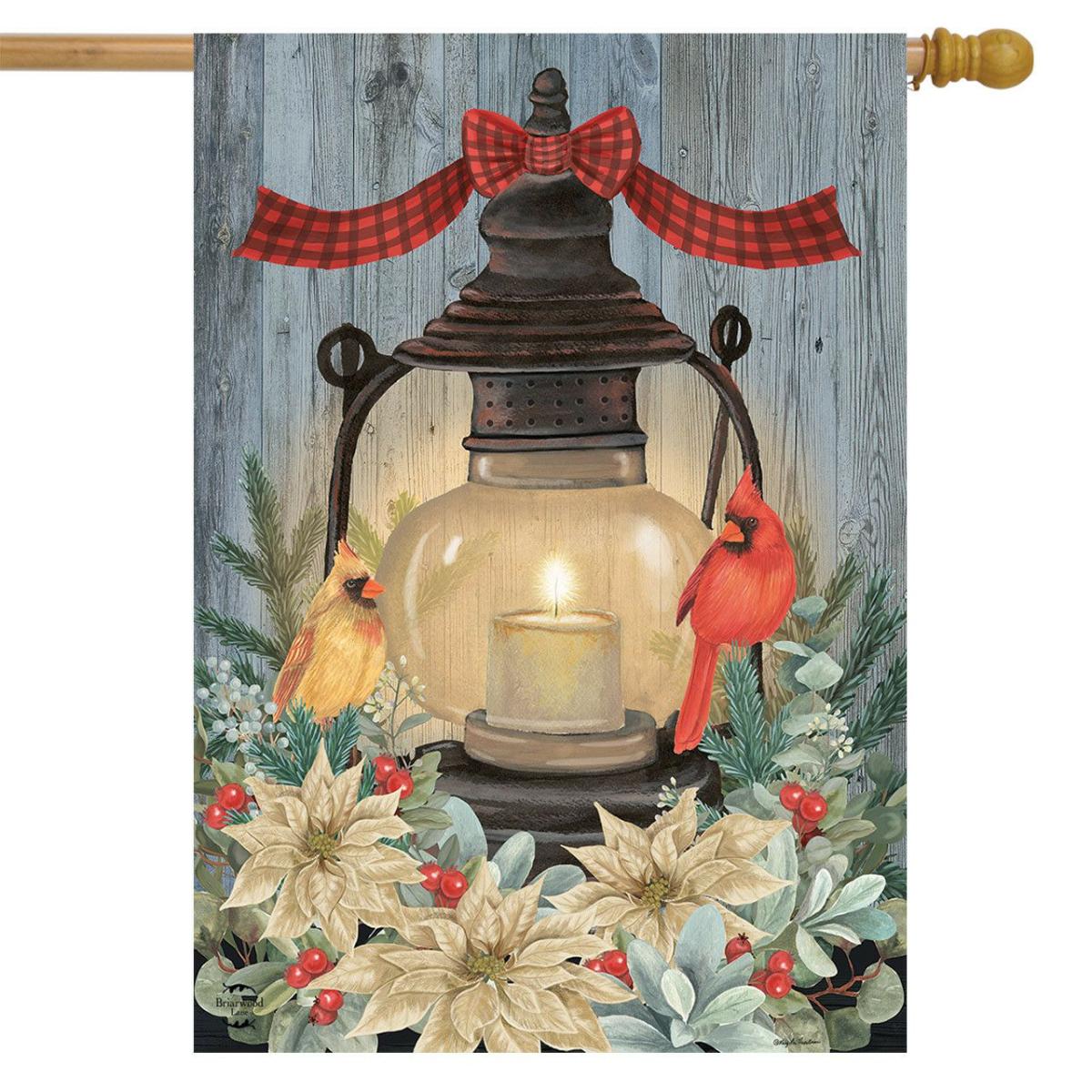 Warm Winter Candle House Flag | Seasons Animals & Critters Holidays