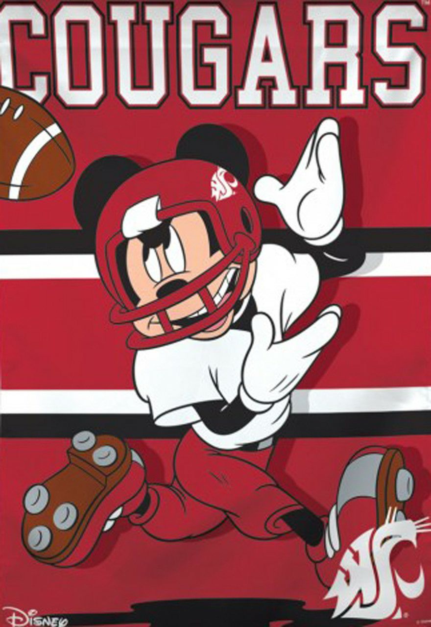 Washington State University Cougars NCAA Mickey Mouse House Flag | Sports Disney & Cinema Sports