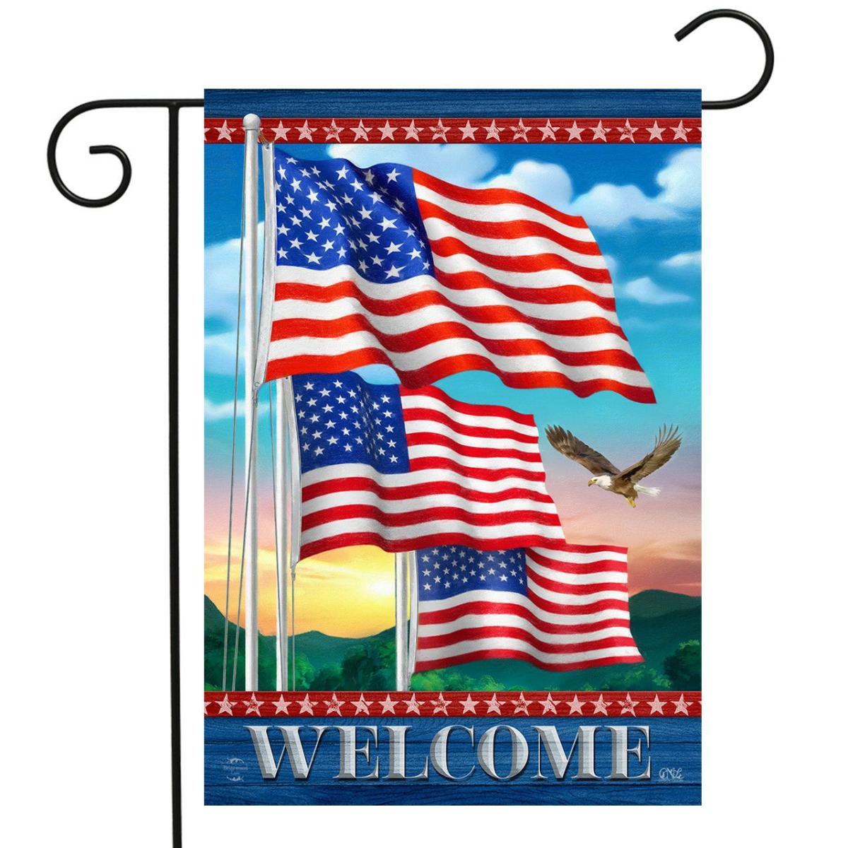 Waving American Flags Welcome Garden Flag | Seasons Everyday Seasons