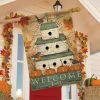 Welcome Fall Birdhouse Primitive House Flag | Themes Animals & Critters Seasons