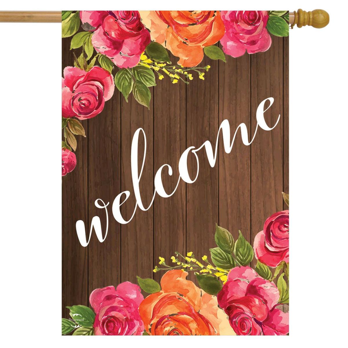 Welcome Floral Farmhouse Spring House Flag | Themes Everyday Seasons