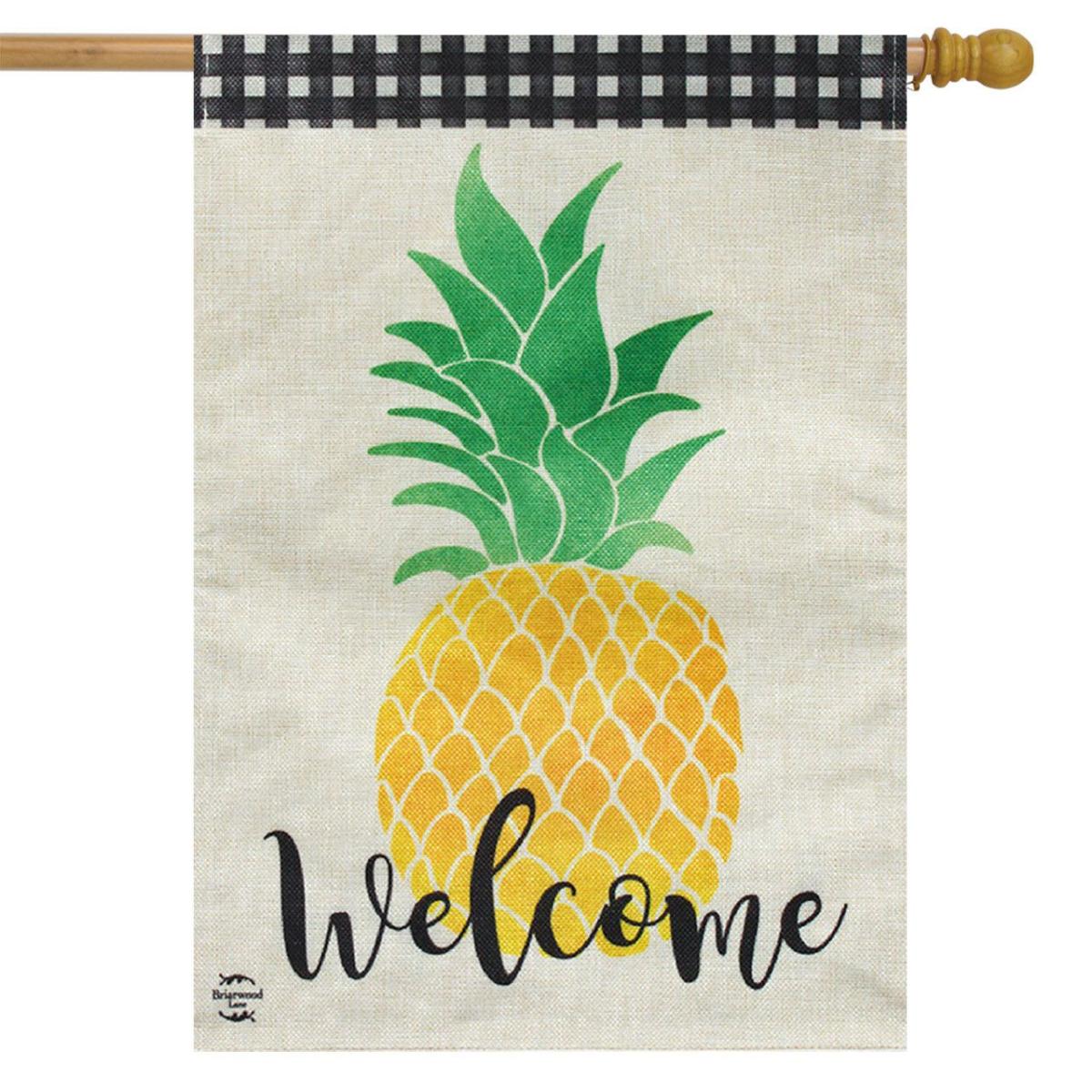 Welcome Pineapple Everyday Burlap House Flag | Themes Everyday Seasons