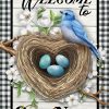 Welcome To Our Nest Inspirational House Flag | Seasons Animals & Critters Seasons