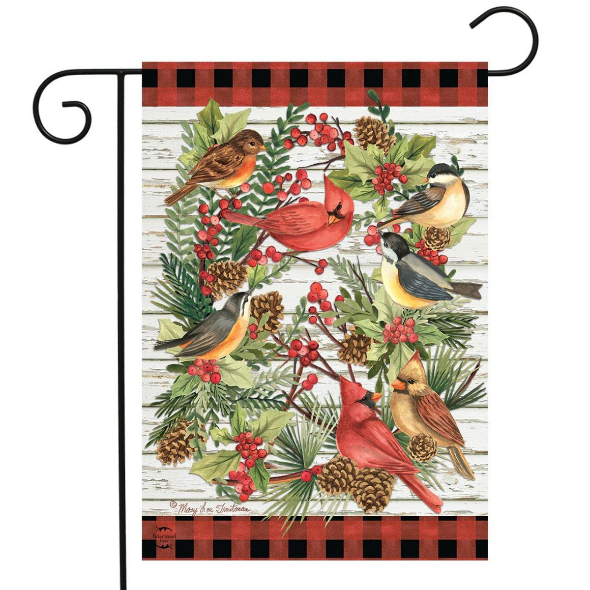 Winter Bird Wreath Garden Flag | Seasons Animals & Critters Seasons