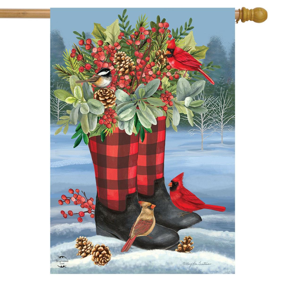 Winter Boots House Flag | Themes Animals & Critters Seasons