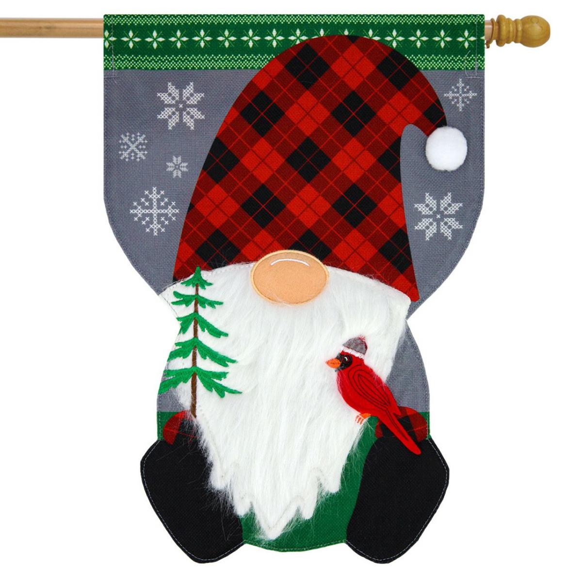 Winter Gnome Burlap House Flag | Themes House Flags Seasons