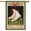 Winter Ice Skates Primitive House Flag | Themes House Flags Seasons