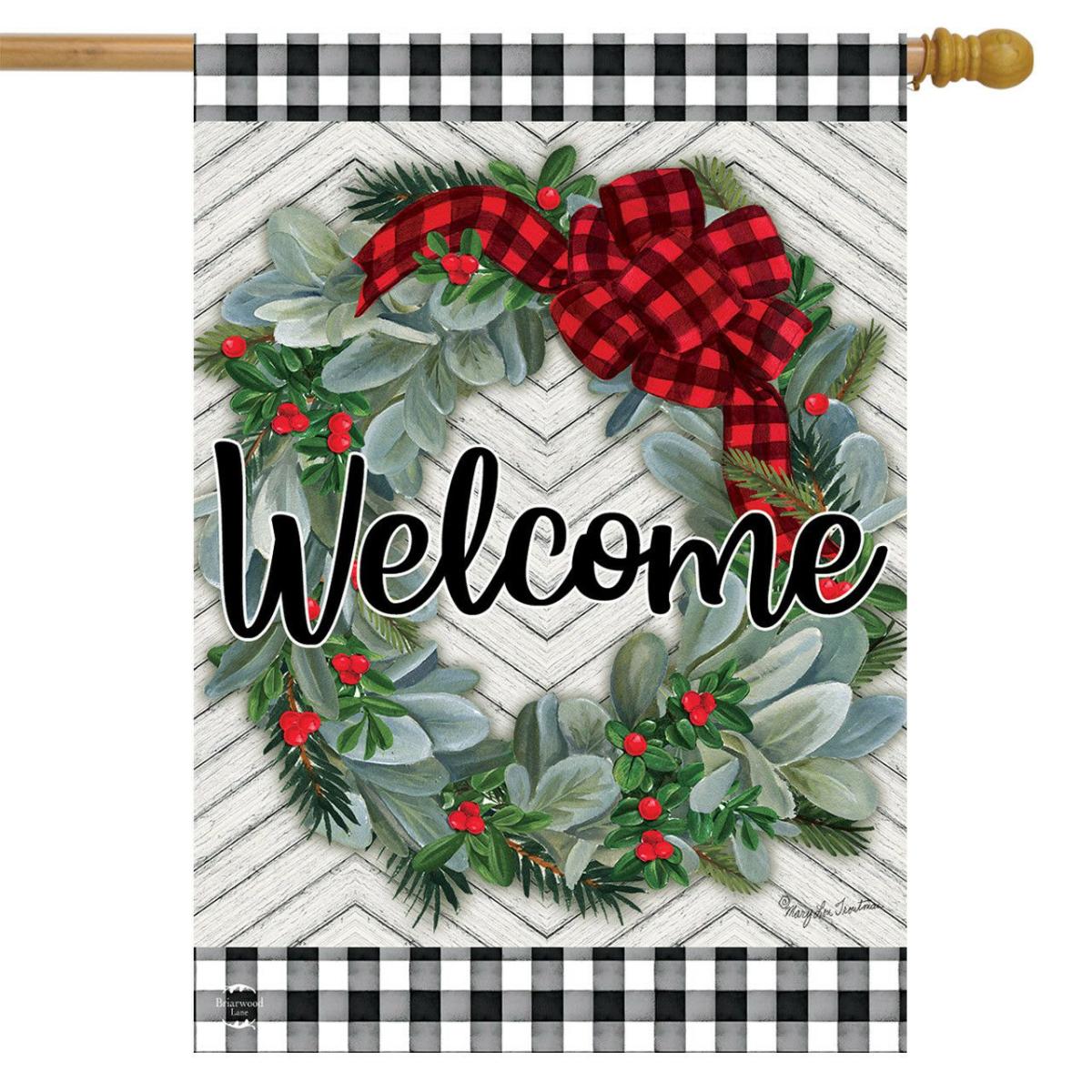 Winter Wreath Welcome House Flag | Seasons Farmhouse Seasons