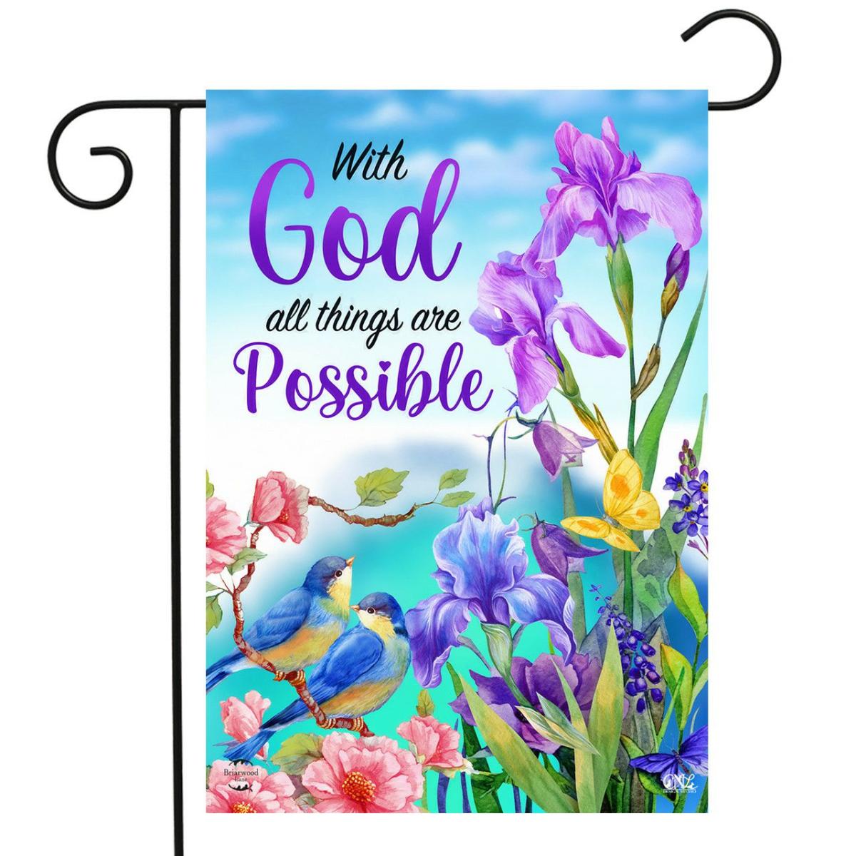 With God Religious Garden Flag | Themes Animals & Critters Seasons