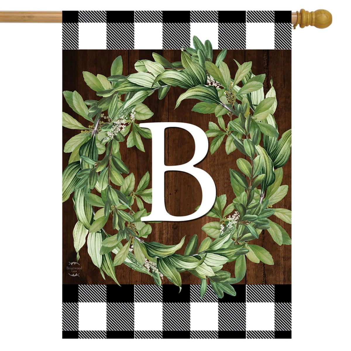 Wreath Monogram B Double-Sided House Flag | Seasons Everyday Seasons