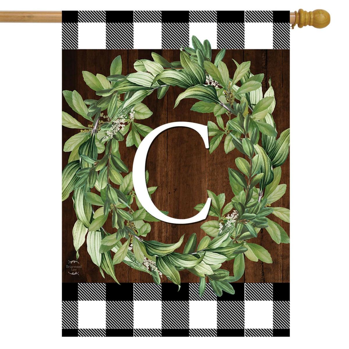 Wreath Monogram C Double-Sided House Flag | Seasons Everyday Seasons