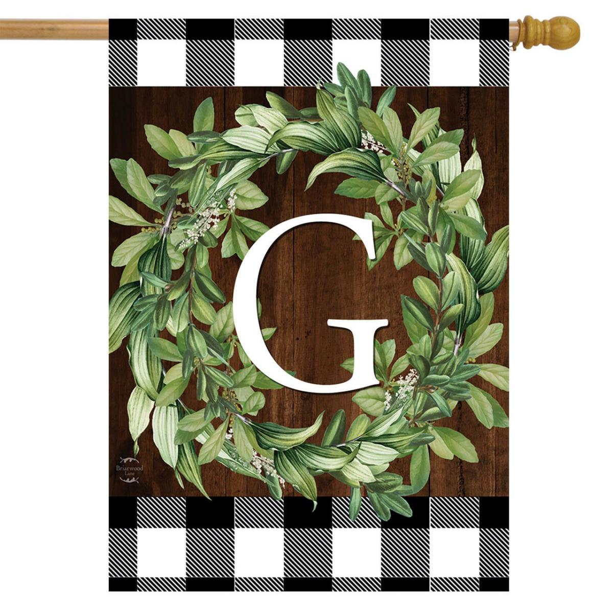 Wreath Monogram G Double-Sided House Flag | Seasons Everyday Seasons