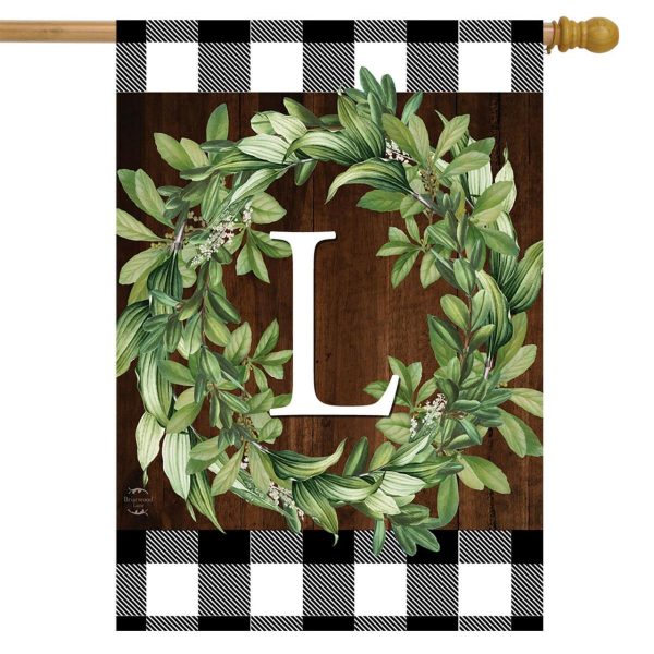 Wreath Monogram L Double-Sided House Flag | Themes Everyday Seasons