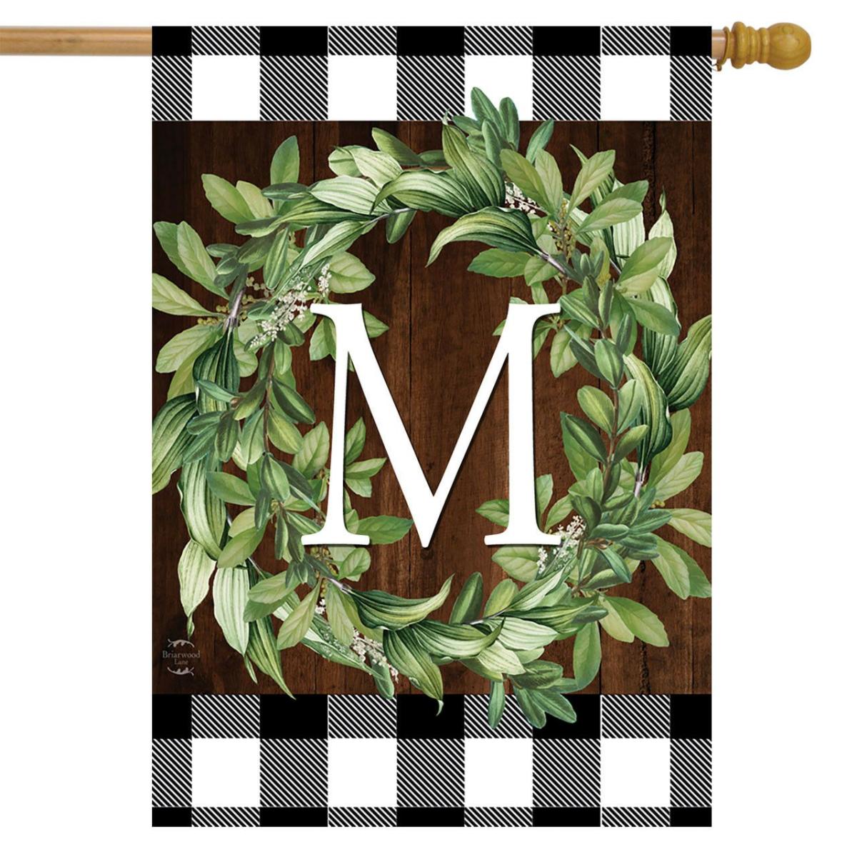 Wreath Monogram M Double-Sided House Flag | Seasons Everyday Seasons