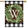 Wreath Monogram W Double-Sided House Flag | Seasons Everyday Seasons