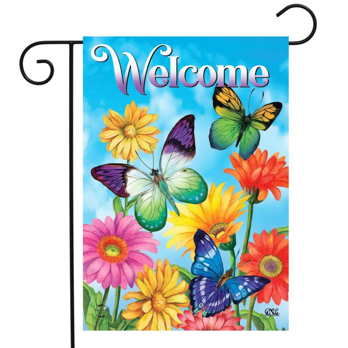 Fluttering Butterflies Spring Garden Flag | Themes Animals & Critters Seasons