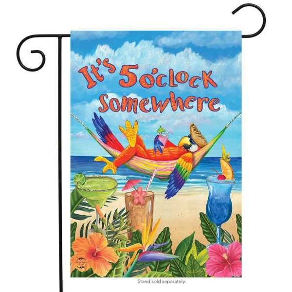 5 O’clock Parrot Summer Garden Flag | Themes Animals & Critters Seasons