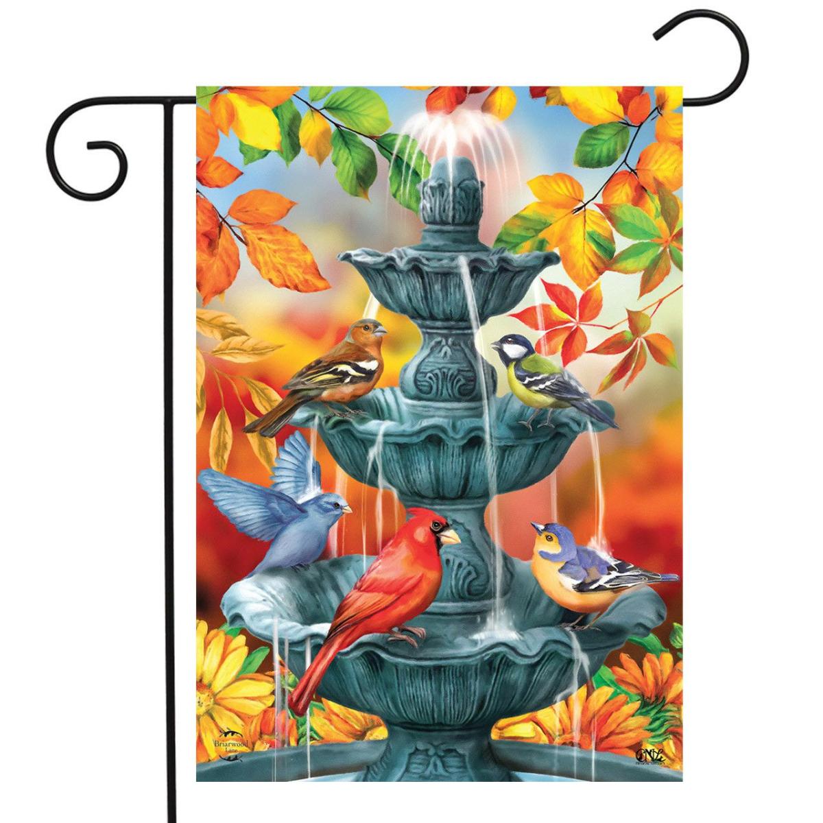 Bath Time Birds Autumn Garden Flag | Seasons Animals & Critters Seasons