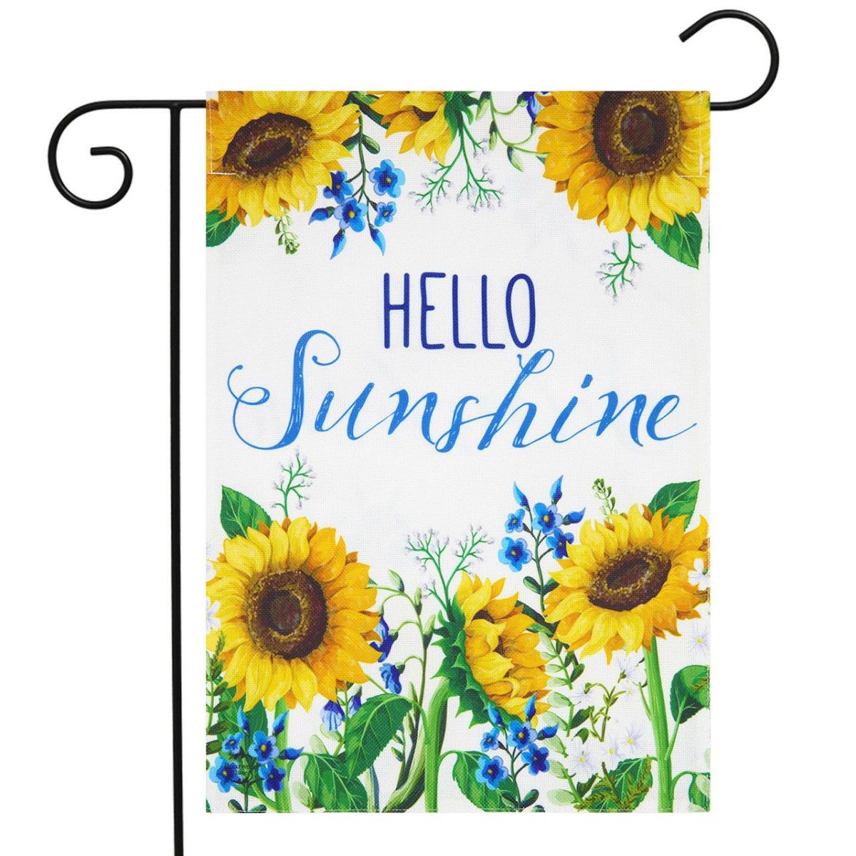 Hello Sunshine Summer Burlap Garden Flag | Themes Everyday Seasons