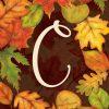 Fall Leaves Monogram Letter C Garden Flag | Themes Fall Seasons