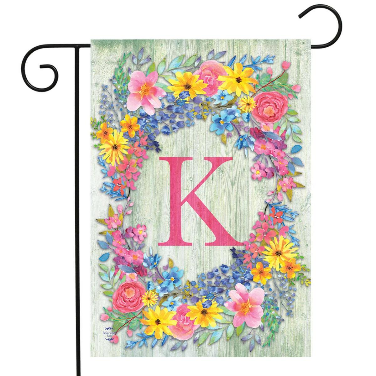 Spring Monogram Letter K Garden Flag | Seasons Garden Flags Seasons