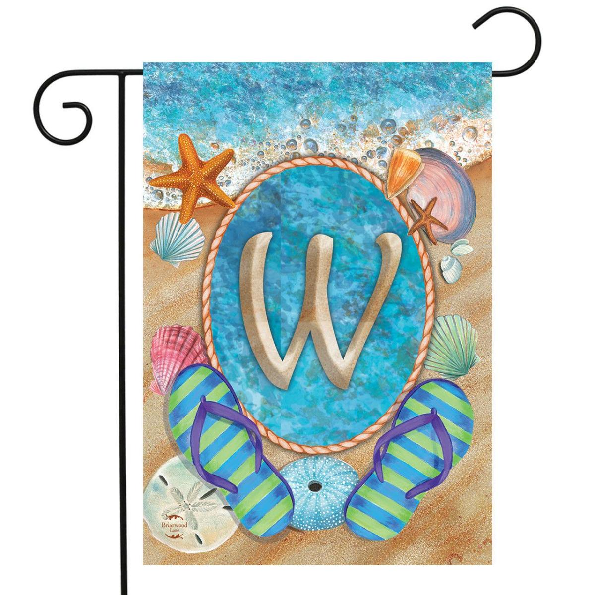 Summer Monogram Letter W Garden Flag | Seasons Beach Seasons