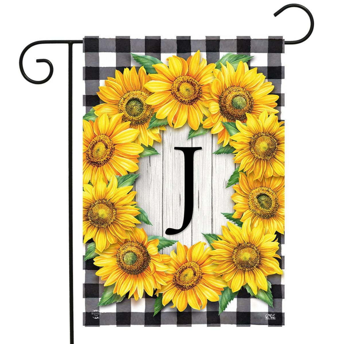 Sunflowers Monogram J Garden Flag | Themes Everyday Seasons