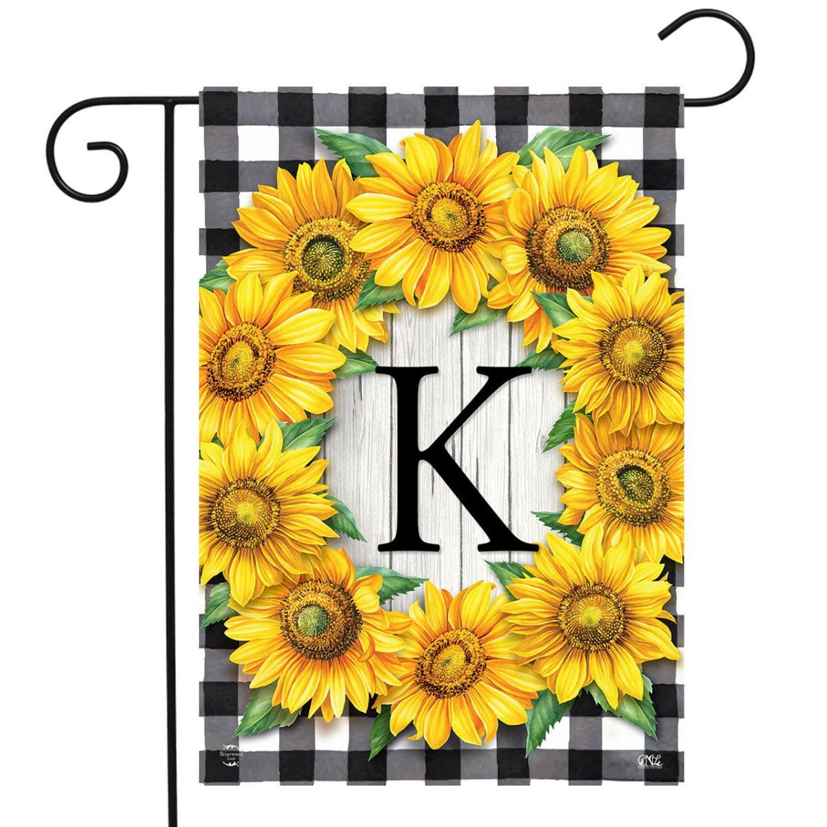 Sunflowers Monogram K Garden Flag | Seasons Everyday Seasons