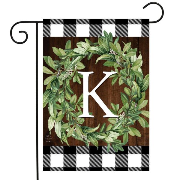 Wreath Monogram K Garden Flag | Seasons Everyday Seasons