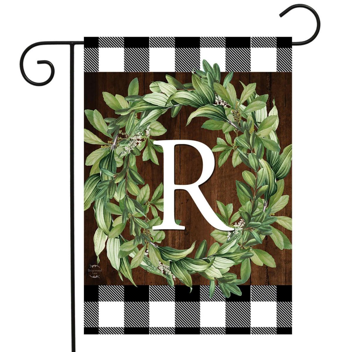 Wreath Monogram R Garden Flag | Themes Everyday Seasons